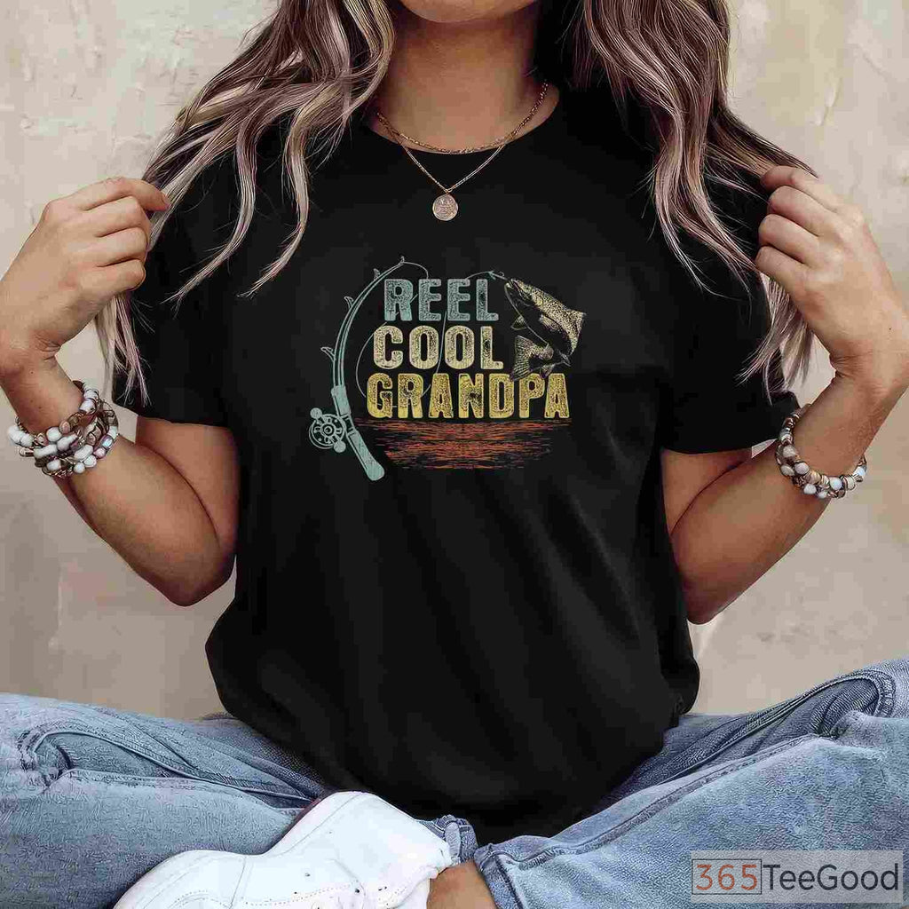 Vintage Reel Cool Grandpa Fishing Shirt, Best Father's Day Fisherman Gift Tee