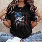 Vintage USA American Flag Fishing Shirt - Retro Bass Fisherman Patriotic Gift