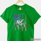 Vintage USA American Flag Fishing Shirt - Retro Bass Fisherman Patriotic Gift