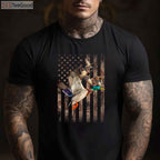 Waterfowl Duck Hunting American Flag Camo Tee, Patriotic Bird Hunter Shirt