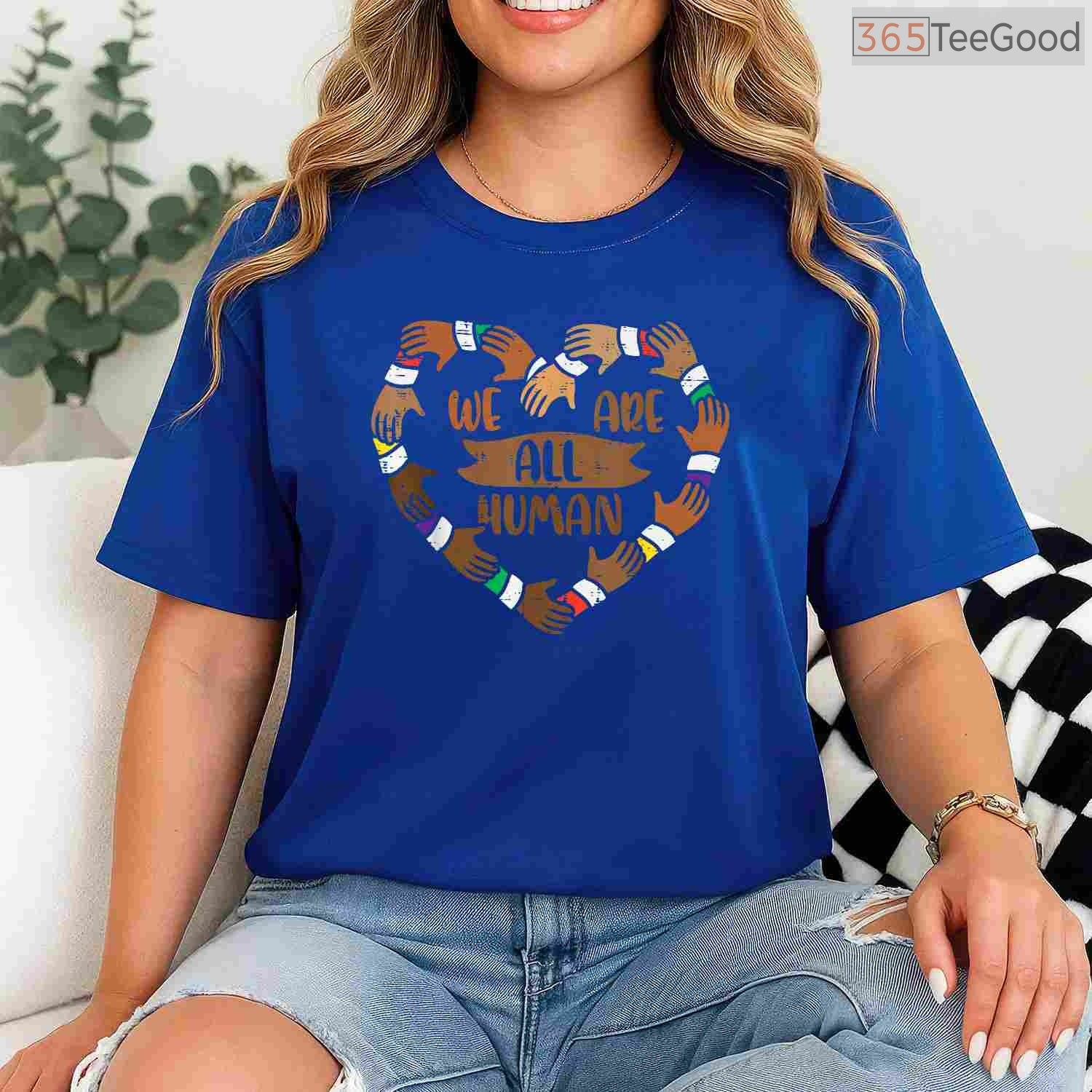 We Are All Human Heart Hands T-Shirt Unity Diversity Equality Black History Month Shirt