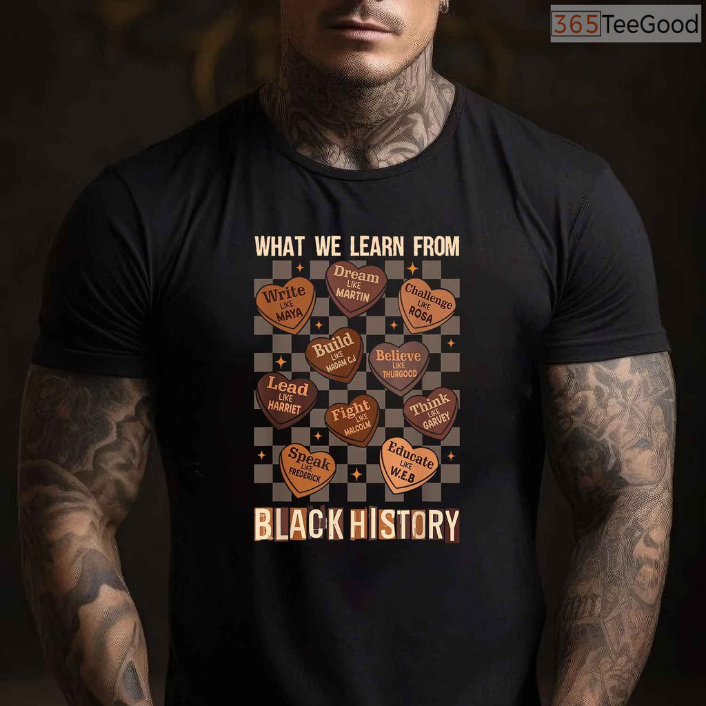 What We Learn From Black History Month T-Shirt Men Women Kids Educational Shirt