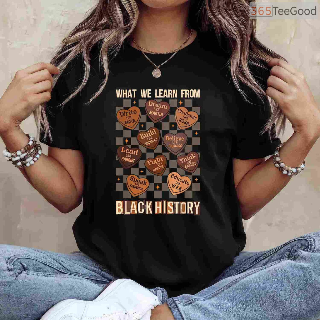 What We Learn From Black History Month T-Shirt Men Women Kids Educational Shirt