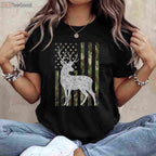 Whitetail Buck Hunting 4th of July Patriotic Shirt, USA Flag Camouflage Tee