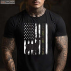Whitetail Deer Hunting American Flag Apparel, Patriotic Buck Camo Tee