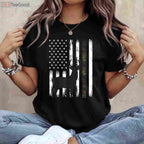Whitetail Deer Hunting American Flag Apparel, Patriotic Buck Camo Tee