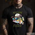 Wishin' I Was Fishing Casual Gift Tee - Unisex Short Sleeve Angling Apparel