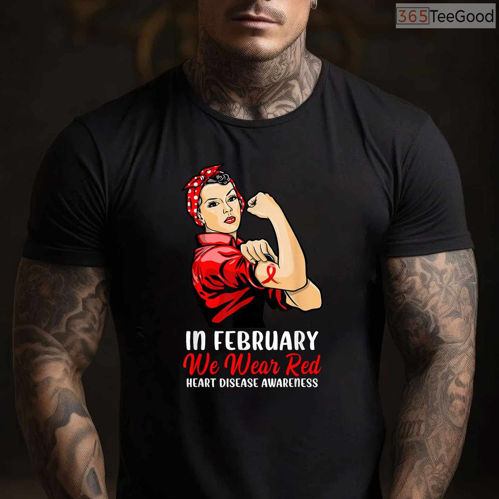 Women's In February We Wear Red Shirt – Heart Disease Awareness V-Neck