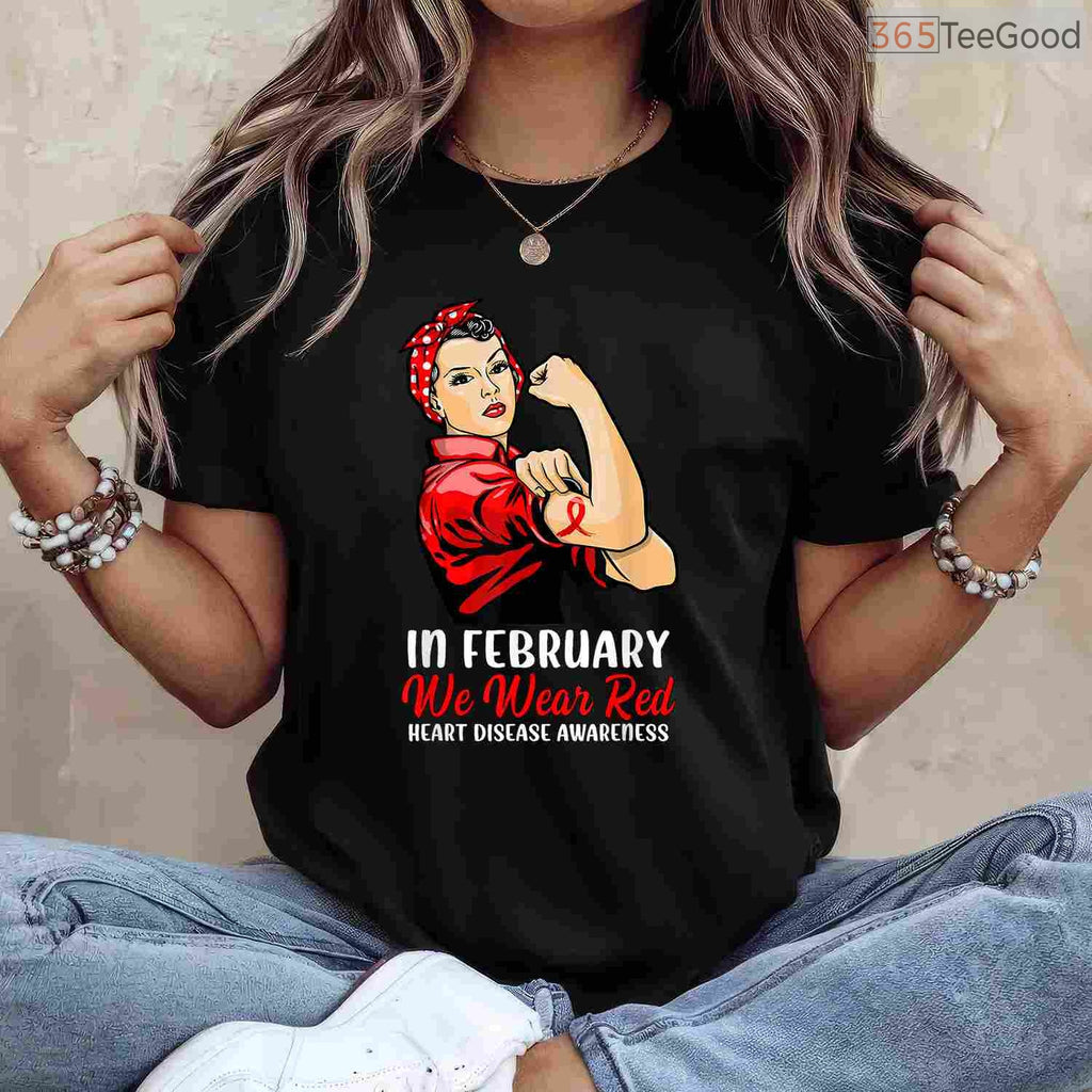 Women's In February We Wear Red Shirt – Heart Disease Awareness V-Neck