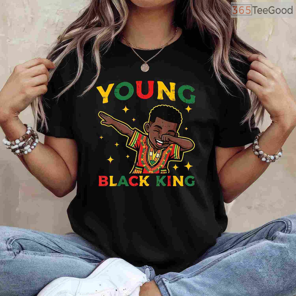 Young King Dabbing T-Shirt African American Boys Cool Kid Gift Black History Month Shirt