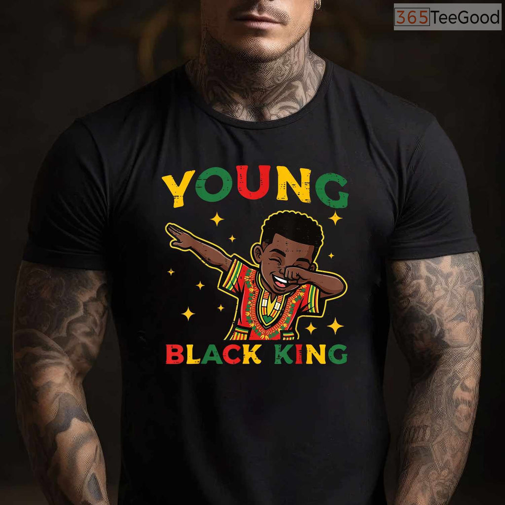 Young King Dabbing T-Shirt African American Boys Cool Kid Gift Black History Month Shirt