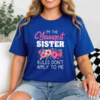 Youngest Sister Shirt Rules Don’t Apply to Me T-Shirt Tee Matching Sisters Gift Black