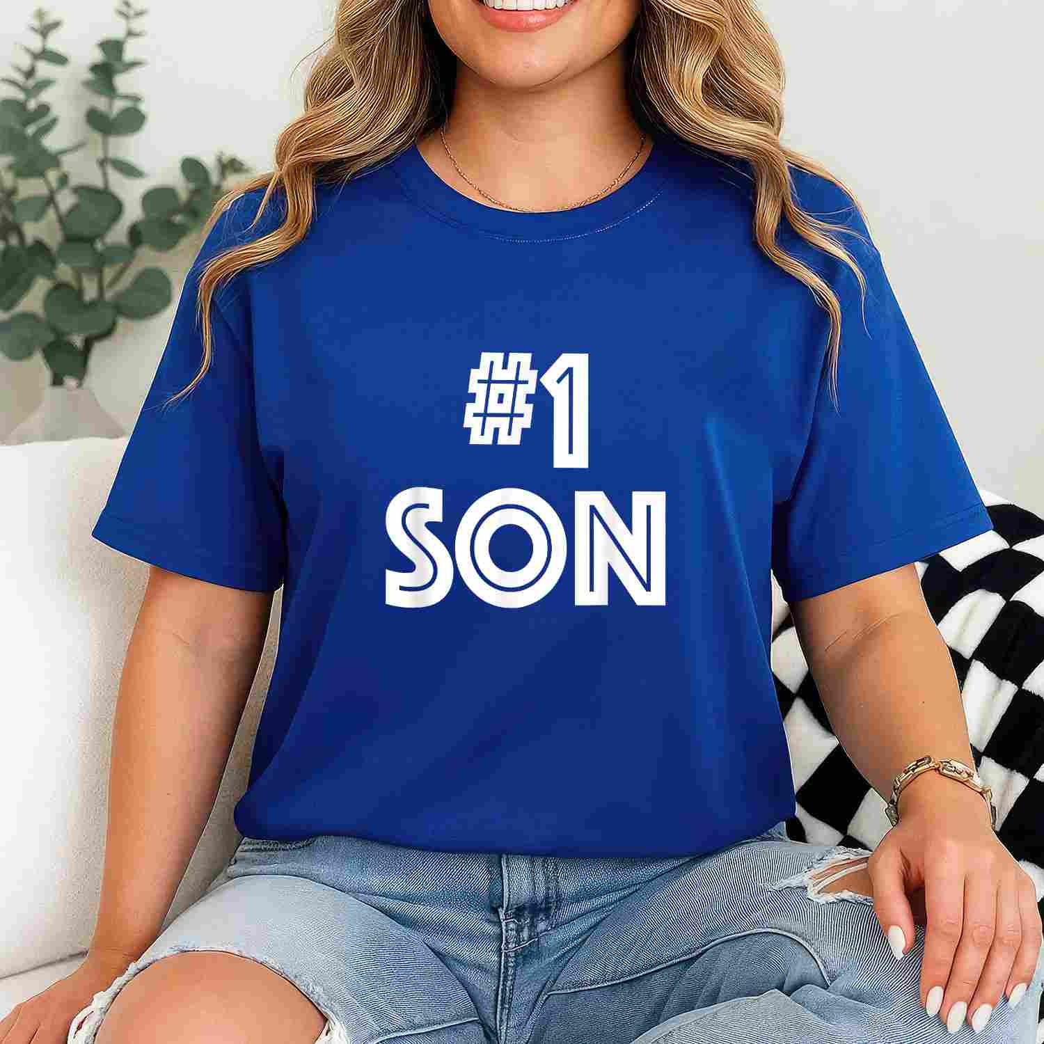 #1 Son Number One Family Gift Funny Quote Tee T-Shirt for Adults Unisex