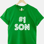 #1 Son Number One Family Gift Funny Quote Tee T-Shirt for Adults Unisex