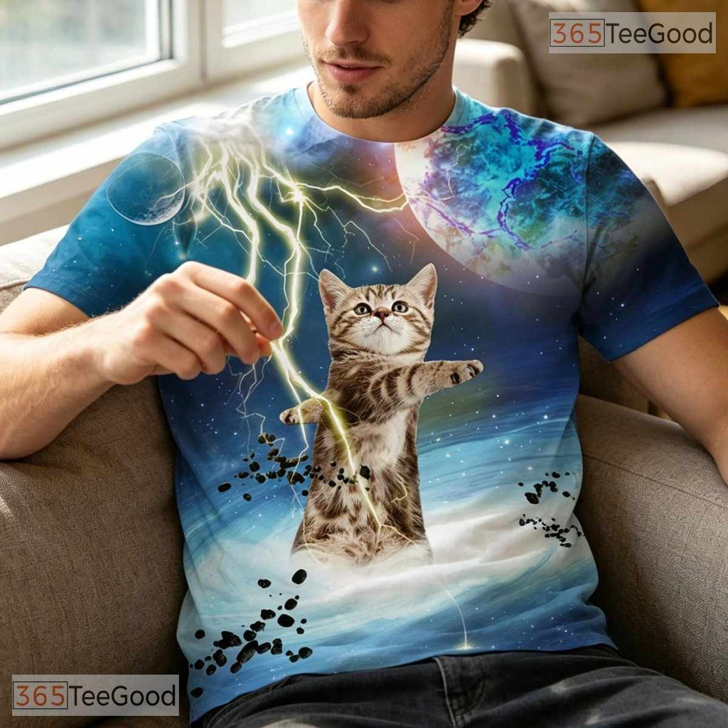 Cosmic Blue Galaxy Space Graphic Pattern 3D Printed Casual Unisex T-Shirt Top