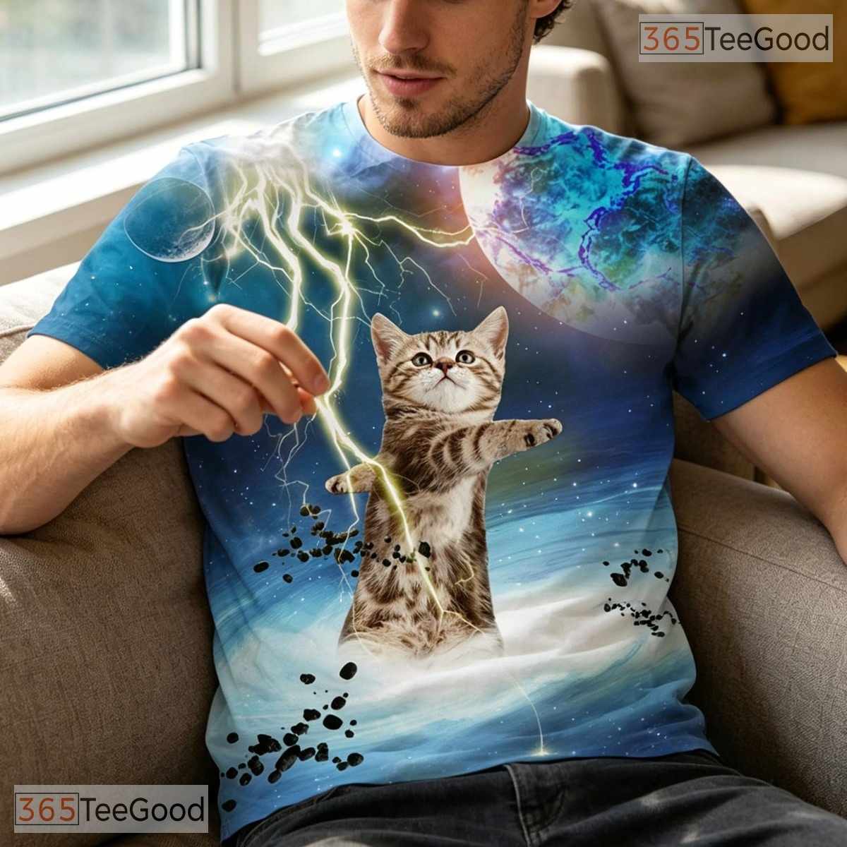 Cosmic Blue Galaxy Space Graphic Pattern 3D Printed Casual Unisex T-Shirt Top