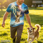 Cosmic Blue Galaxy Space Graphic Pattern 3D Printed Casual Unisex T-Shirt Top