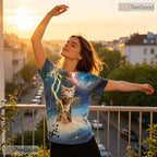 Cosmic Blue Galaxy Space Graphic Pattern 3D Printed Casual Unisex T-Shirt Top