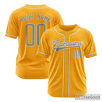 Yellow Baseball Jersey Tee for Men & Women - Custom Name & Number Details