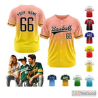 Yellow Baseball Jersey Tee for Men & Women - Custom Stitched Name & Number