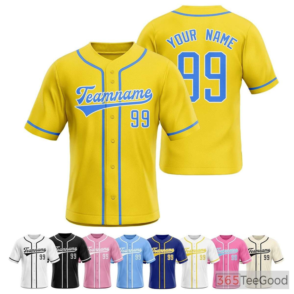 Yellow Baseball Jersey Tee for Men & Women - Craft Your Own Distinctive Look