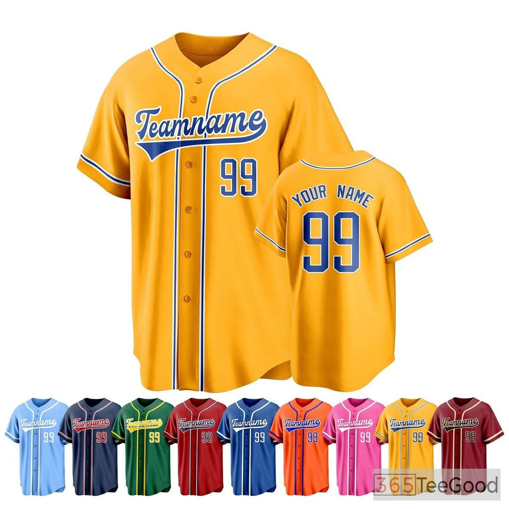Yellow Baseball Jersey Tee for Men & Women - Customizable with Stitched & Printed Details