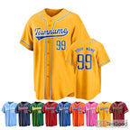 Yellow Baseball Jersey Tee for Men & Women - Customizable with Stitched & Printed Details