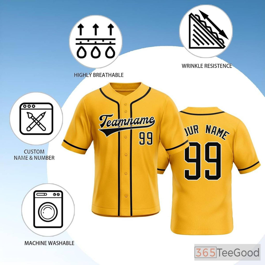 Yellow Baseball Jersey Tee for Men & Women - A Versatile Base for Customization