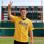 Yellow Baseball Jersey Tee for Men & Women - A bright choice for custom designs or casual wear