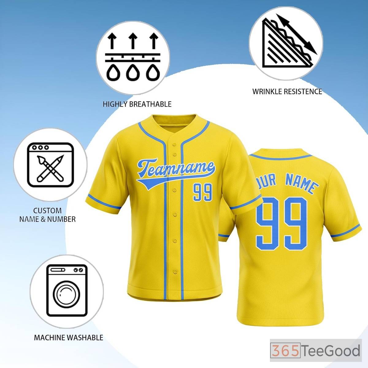 Yellow Baseball Jersey Tee for Men & Women - Craft Your Own Distinctive Look