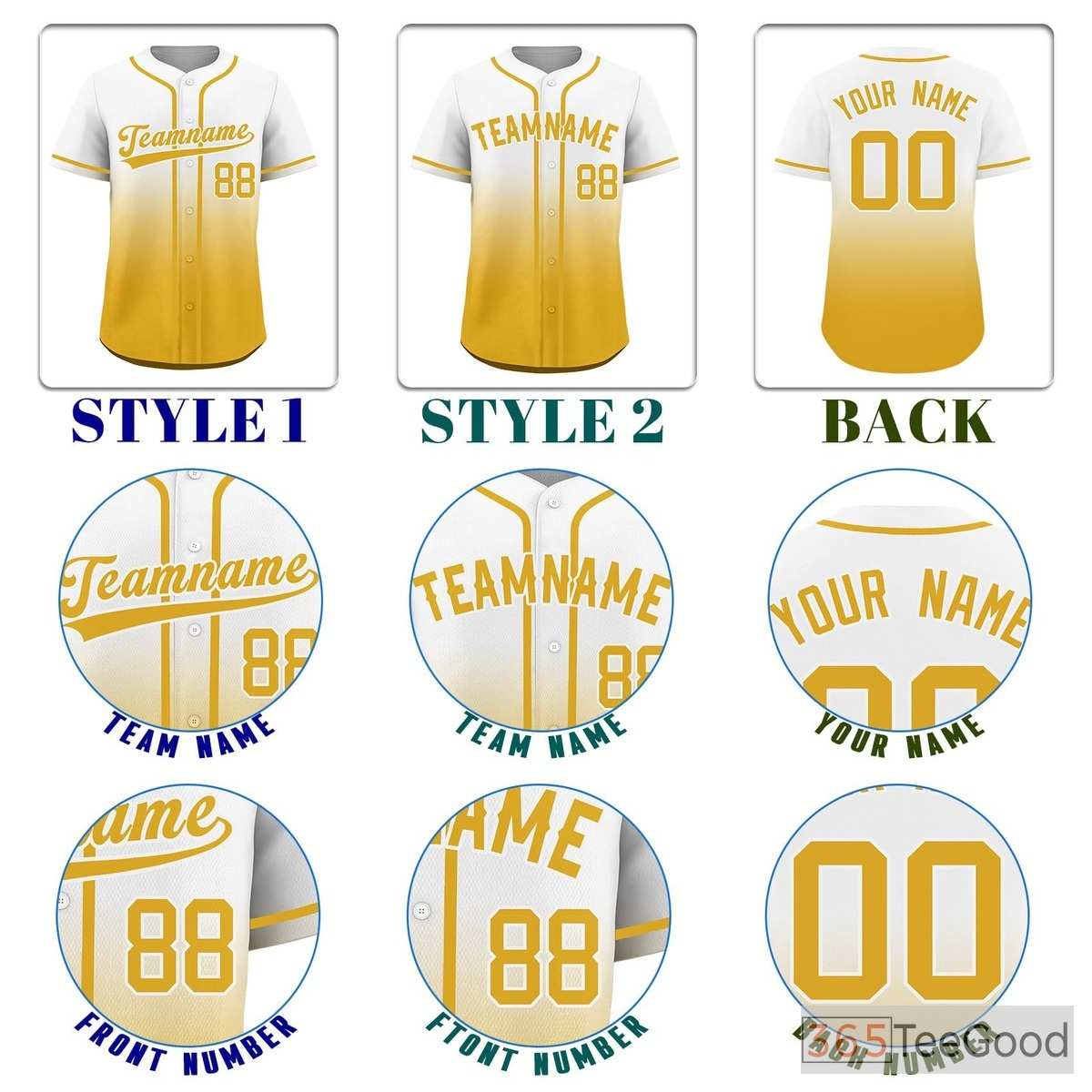 Yellow Baseball Jersey Tee for Men & Women - A bright base for custom team designs