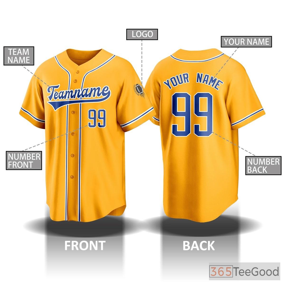 Yellow Baseball Jersey Tee for Men & Women - Customizable with Stitched & Printed Details