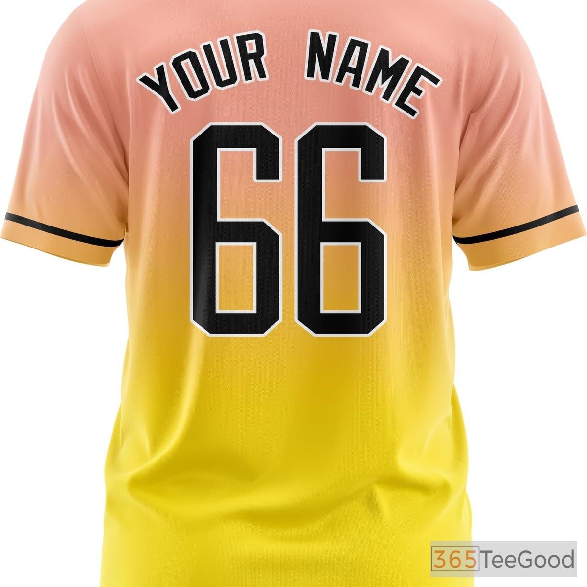 Yellow Baseball Jersey Tee for Men & Women - Custom Stitched Name & Number