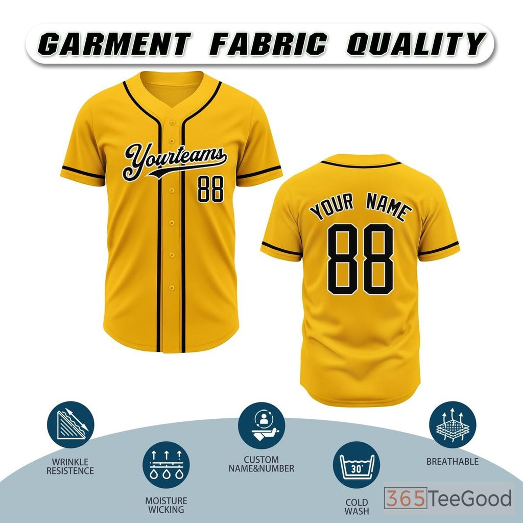 Yellow Baseball Jersey Tee for Men & Women - A versatile option for custom designs