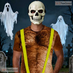Yellow Hairy Chest Funny Fake Abs 3D Graphic Printed Casual Novelty Unisex Shirt