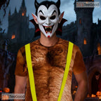 Yellow Hairy Chest Funny Fake Abs 3D Graphic Printed Casual Novelty Unisex Shirt