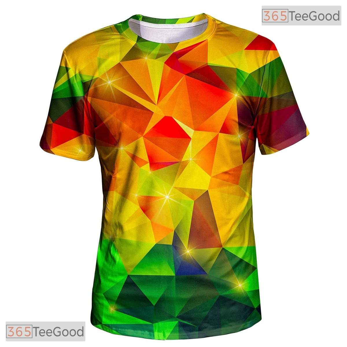 Glowing Yellow Diamond Geometric Graphic 3D Printed Casual Unisex T-Shirt Tops