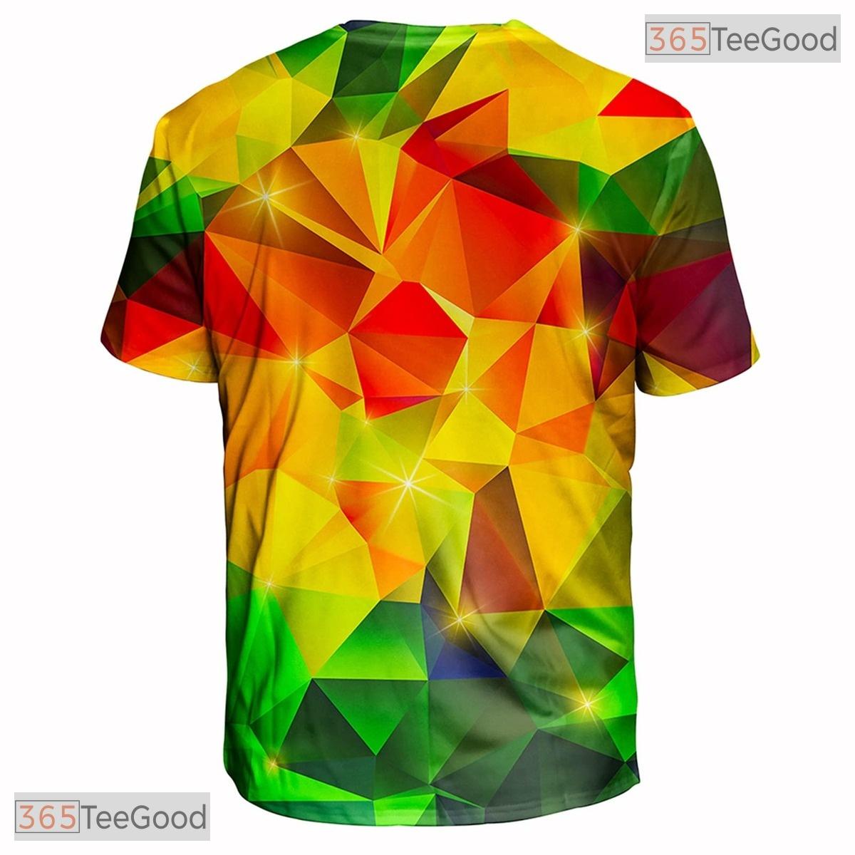 Glowing Yellow Diamond Geometric Graphic 3D Printed Casual Unisex T-Shirt Tops