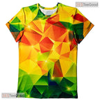 Glowing Yellow Diamond Geometric Graphic 3D Printed Casual Unisex T-Shirt Tops