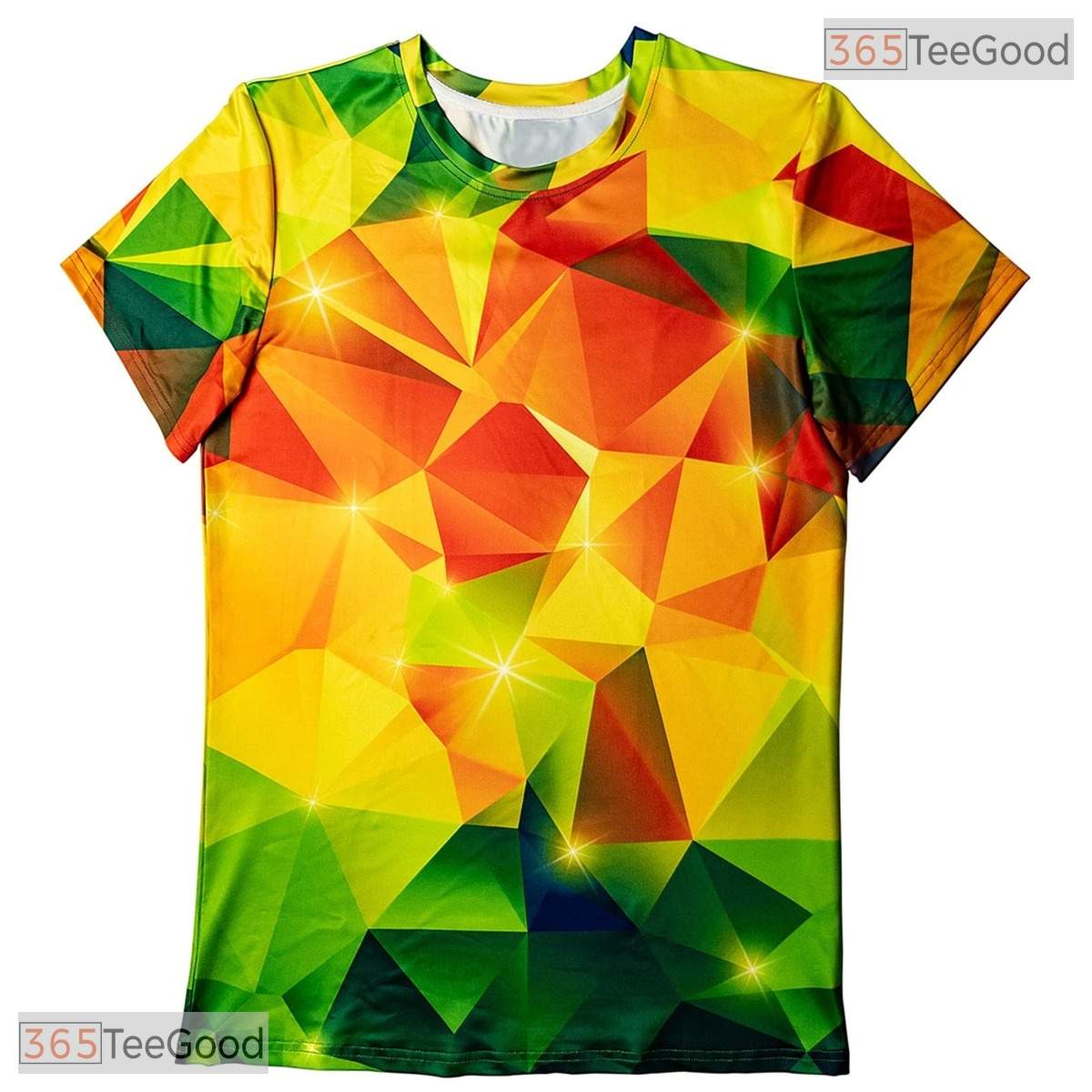 Glowing Yellow Diamond Geometric Graphic 3D Printed Casual Unisex T-Shirt Tops