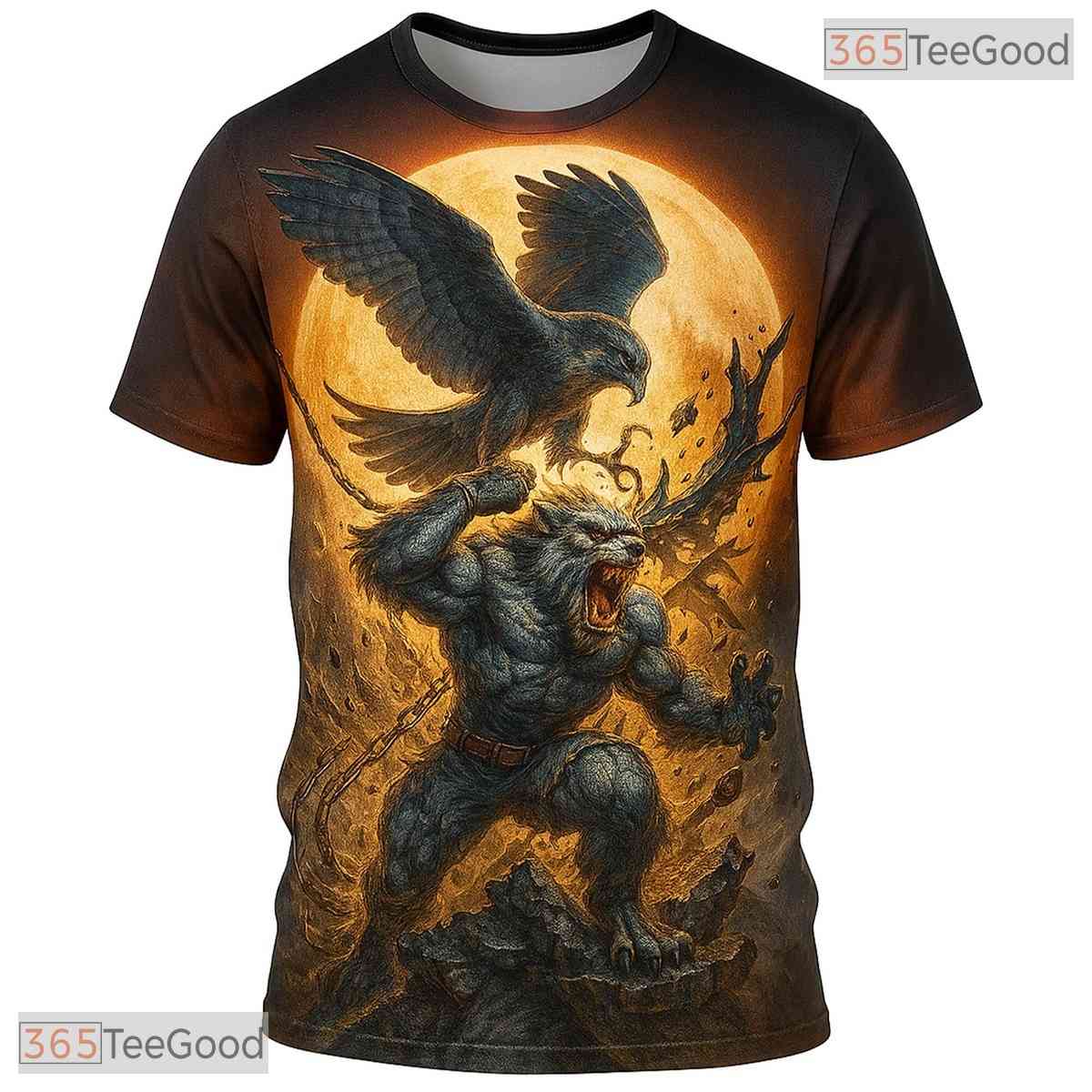 Yellow Wild Wolf Funny Graphic Novelty 3D Pattern Printed Casual Unisex T-Shirt Top