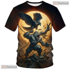 Yellow Wild Wolf Funny Graphic Novelty 3D Pattern Printed Casual Unisex T-Shirt Top