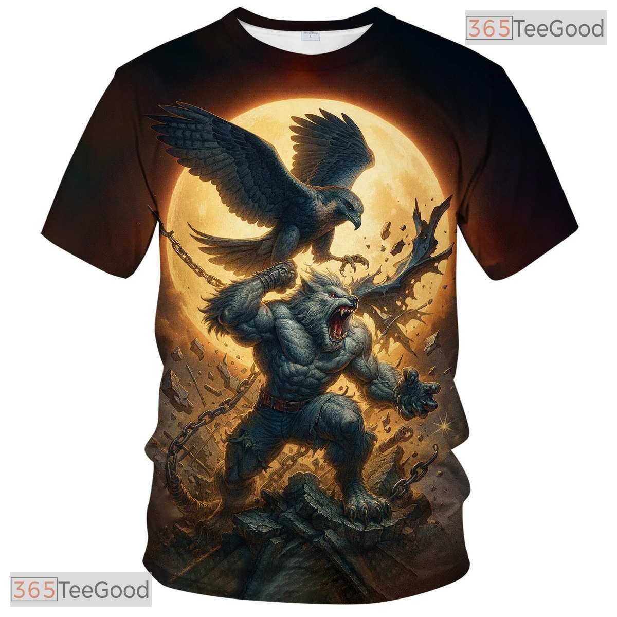 Yellow Wild Wolf Funny Graphic Novelty 3D Pattern Printed Casual Unisex T-Shirt Top
