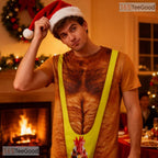 Yellow Fake Hairy Chest Funny Costume 3D Graphic Printed Casual Unisex Tee Shirt