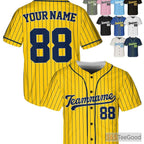 Yellow Navy Baseball Jersey Tee for Men & Women - Stitched for Personalized Details