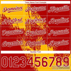 Yellow Red Custom Baseball Jersey Tee - Personalized Stitched Name & Number for Men & Women