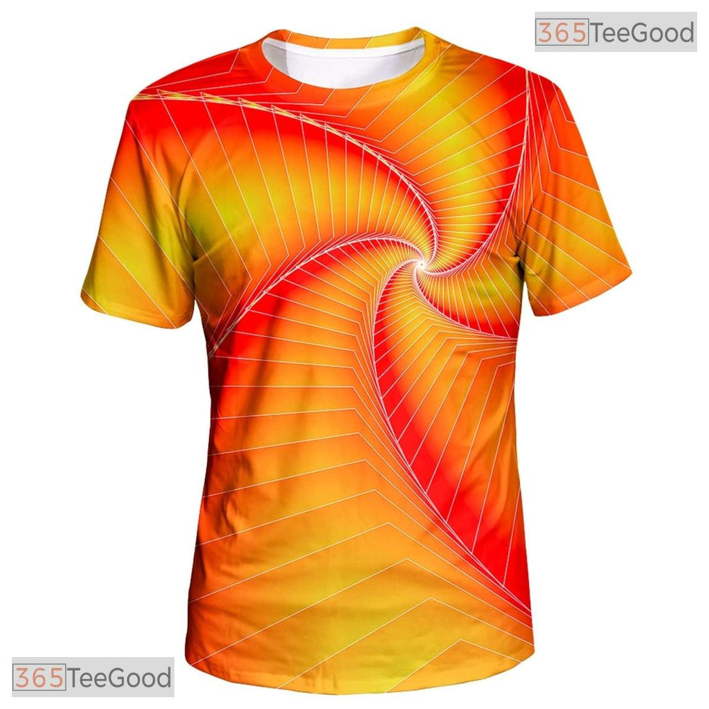 Golden Yellow Spin Abstract Graphic 3D Printed Casual Unisex T-Shirt Styles