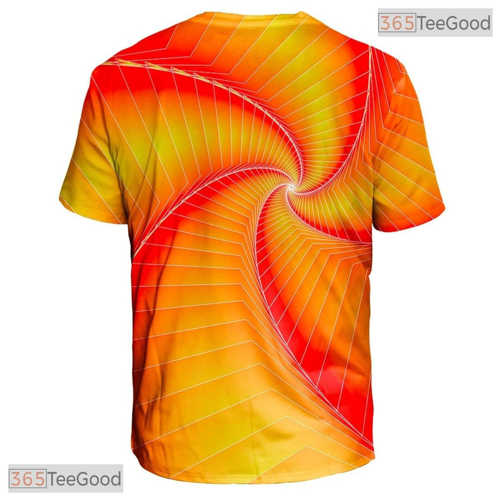 Vibrant Yellow Spin Abstract Graphic 3D Printed Casual Unisex T-Shirt Styles