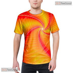 Golden Yellow Spin Abstract Graphic 3D Printed Casual Unisex T-Shirt Styles