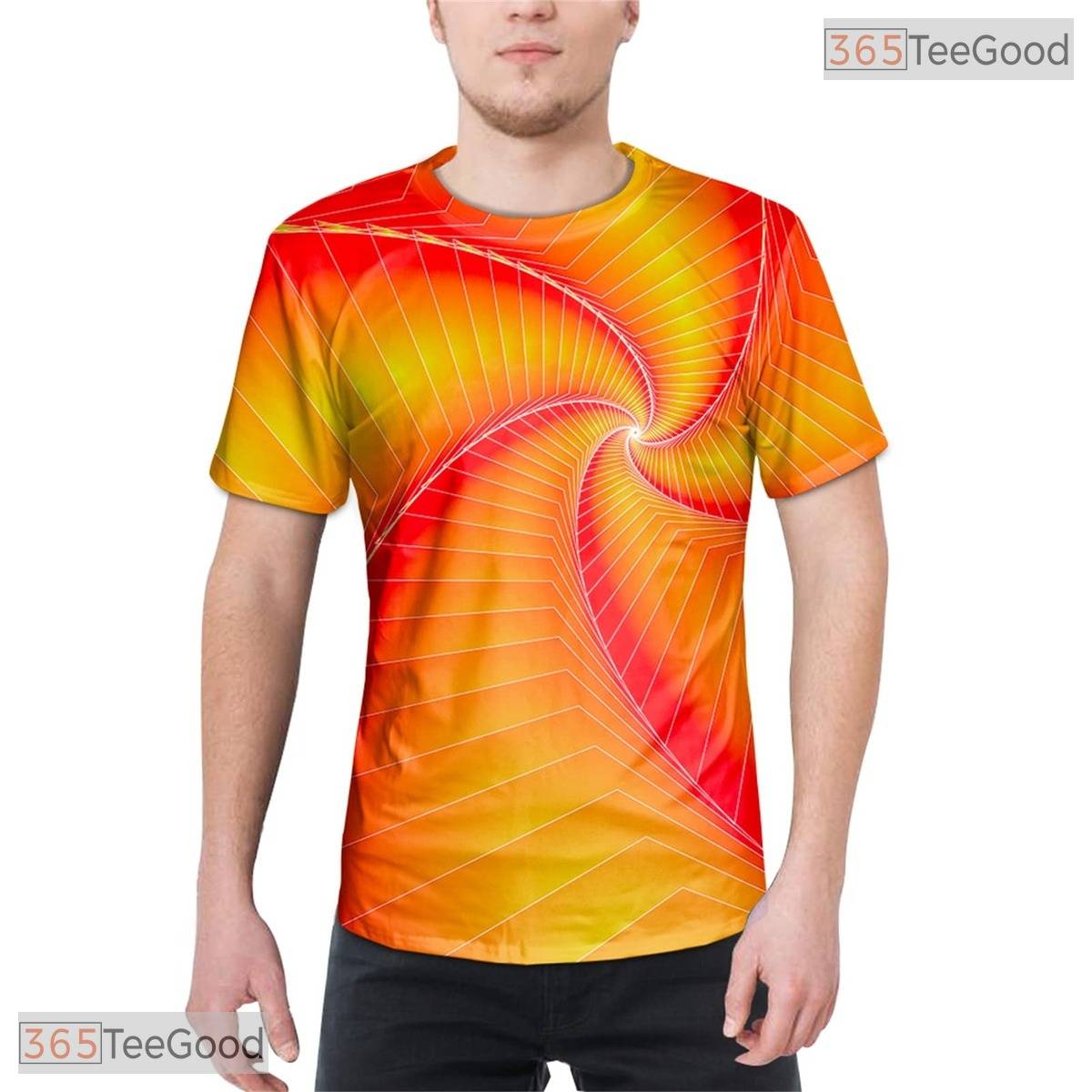 Vibrant Yellow Spin Abstract Graphic 3D Printed Casual Unisex T-Shirt Styles